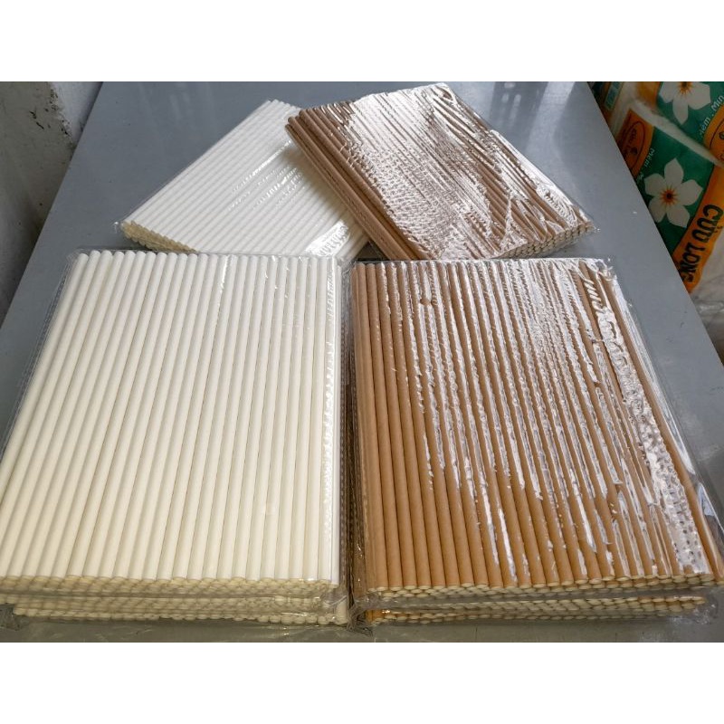 100 Ống Hút Giấy phi 6