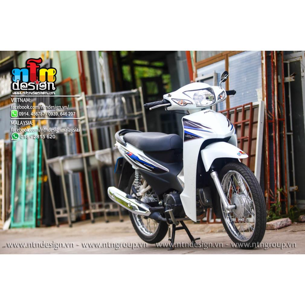 Tem Rời Dán Xe Wave A 110 Mẫu Trắng Đen Xanh