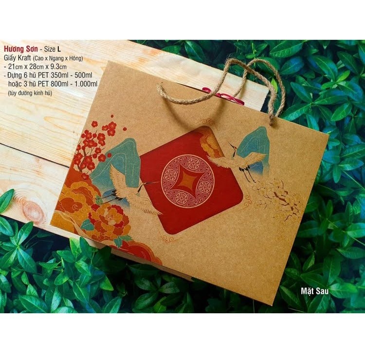 [HỘP QUÀ TẾT] Hộp giấy kraft Hương Sơn size L (21x28x9.3cm)