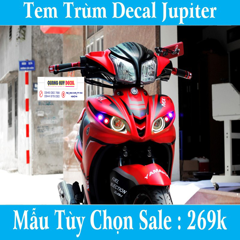 Tem trùm jupiter đỏ đen Mx King - Độ dán team trùm decal xe máy jupiter đỏ đen Mx King - Team trùm decal xe máy jupiter rẻ đẹp và chất