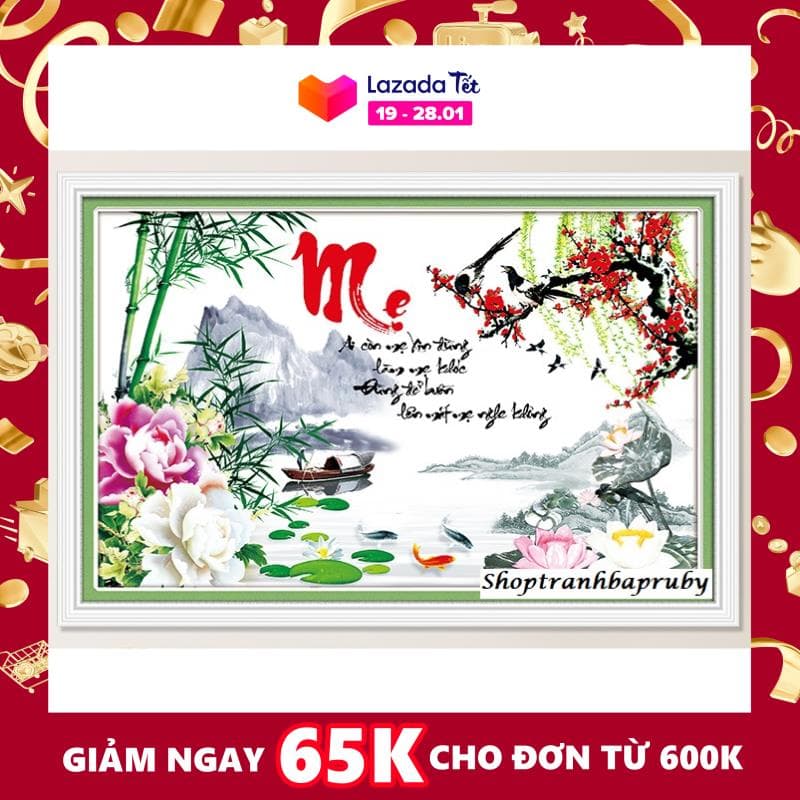 [HCM]Tranh đính đá Chữ Mẹ - Ai còn mẹ xin đừng làm mẹ khóc Đừng để buồn lên mắt mẹ nghe không LG1551 kích thước 75 x 50 cm