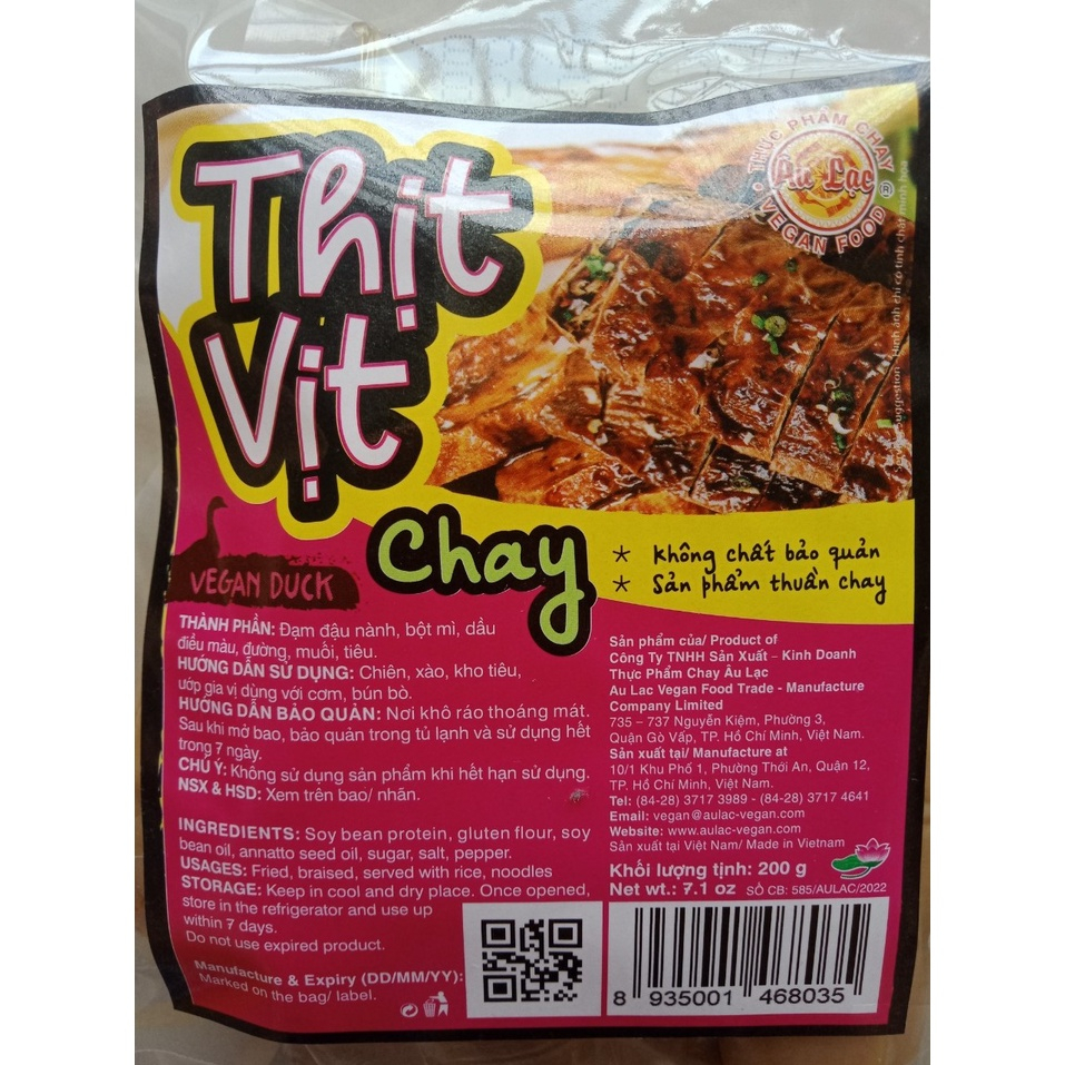 Thịt vịt chay âu lạc 200g tiệt trùng