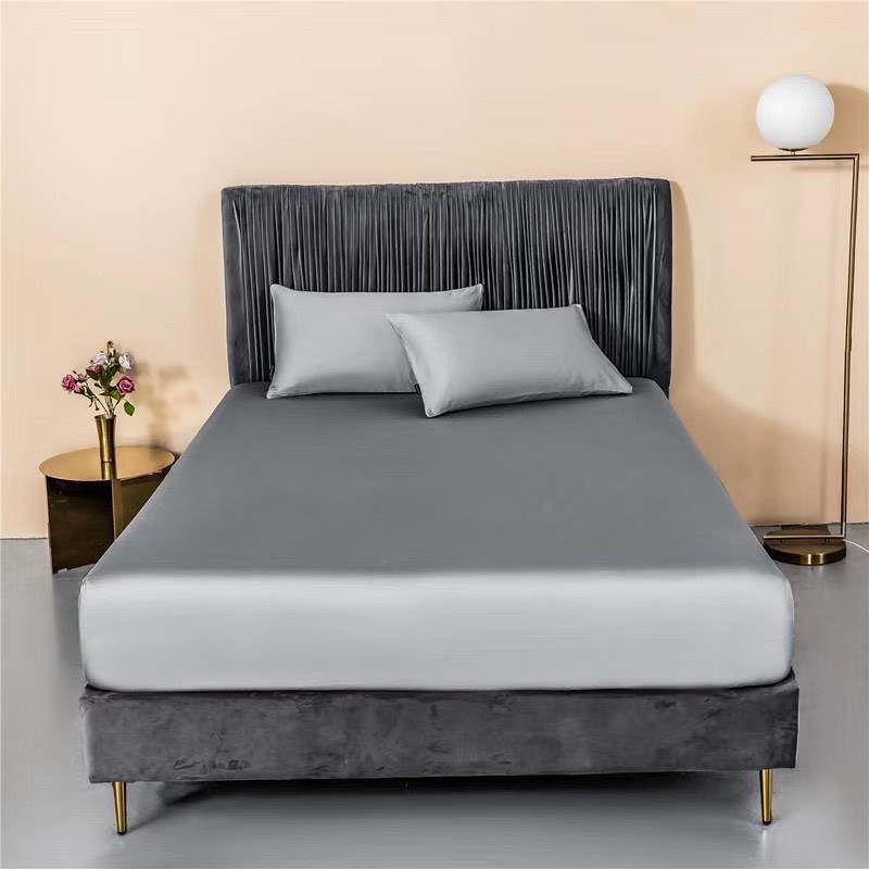 Bộ ga gối 3 món lụa tencel - màu ghi