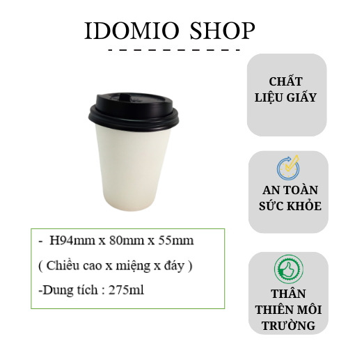 Ly Giấy Trơn 9oz- Nắp -10 cái/dây