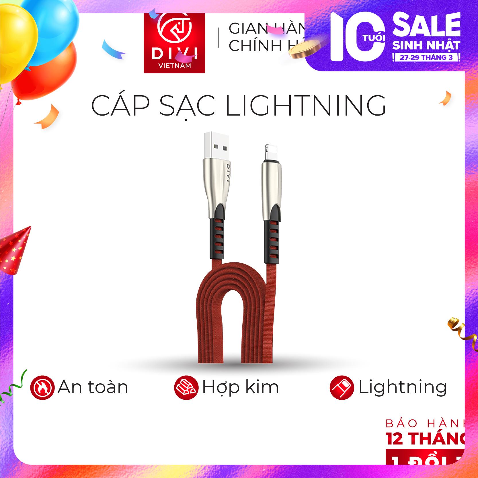 Dây cáp sạc iPhone DIVI P413S - Vỏ bện Denim - Hàng phân phối chính hãng