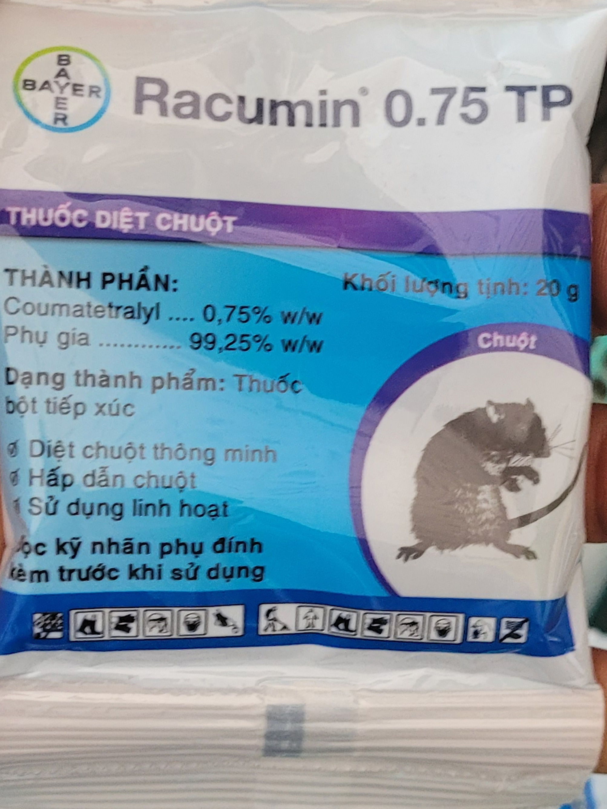 RACUMIN TP 0,75 (thuốc diệt chuột của ĐỨC) gói 20gr