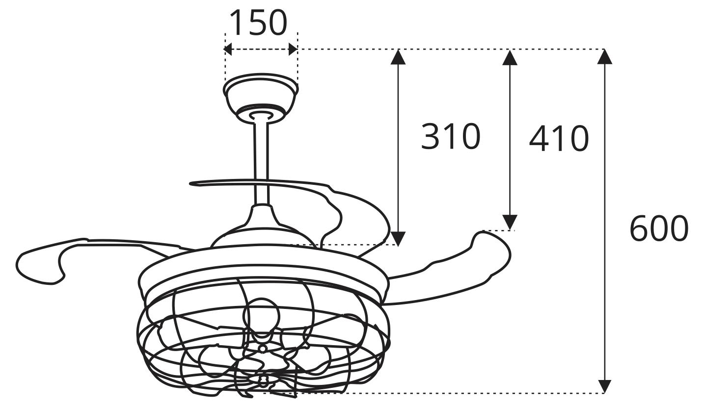QUẠT TRẦN CÁNH XẾP ĐÈN LED SINWA XD206 (Hàng chính hãng)