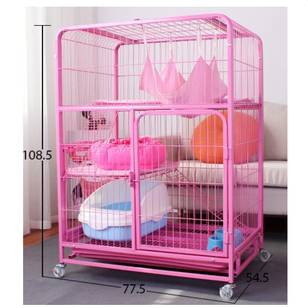 [HCM]Chuồng Mèo Nan Ống 2 Tầng Sơn Tĩnh Điện Có Bánh Xe Đa Dạng Màu Sắc Cao 1M1