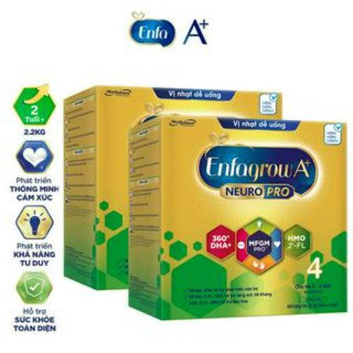 Bộ 2 hộp sữa bột enfagrow a+ neuropro 4 vị nhạt– 2.2kg/hộp