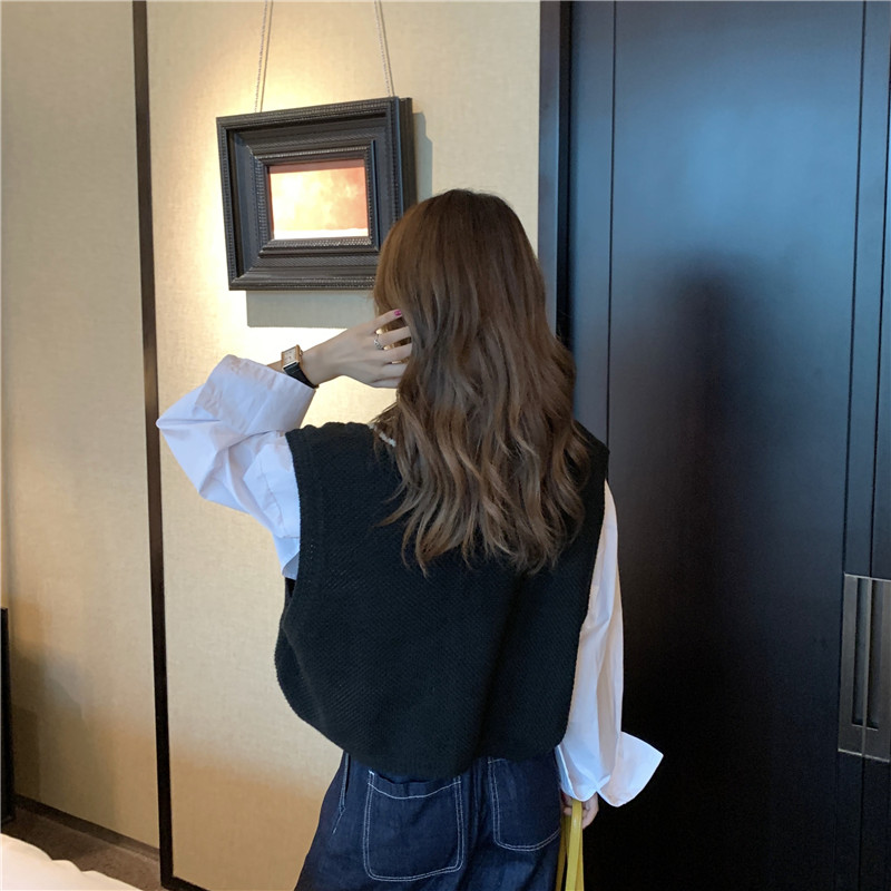 Áo gile len ulzzang dáng ngắn NB26