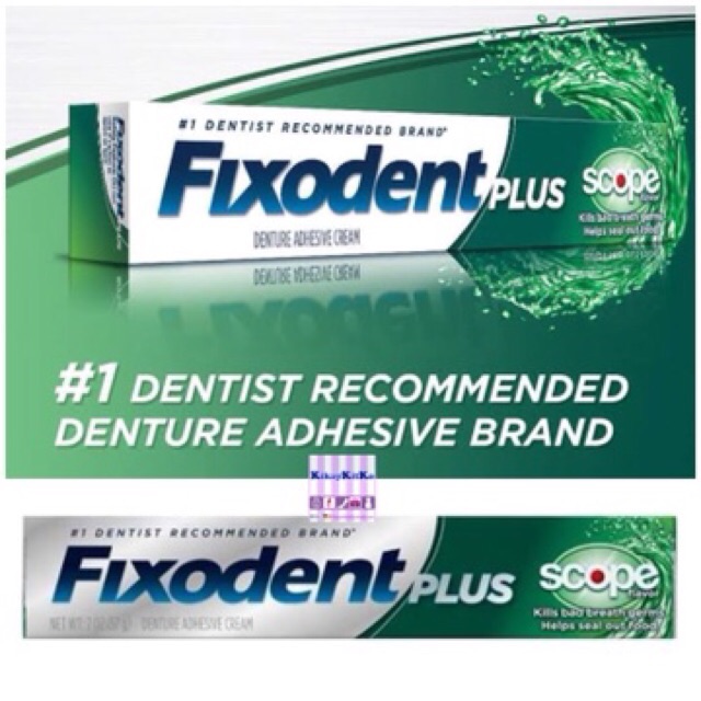 Keo dán hàm răng giả Fixodent Plus Scope 57g/ Mỹ