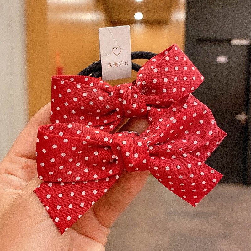 [HCM]Set 2 cột tóc nơ màu đỏ cực xinh phong cách hàn Quốc - selenshop