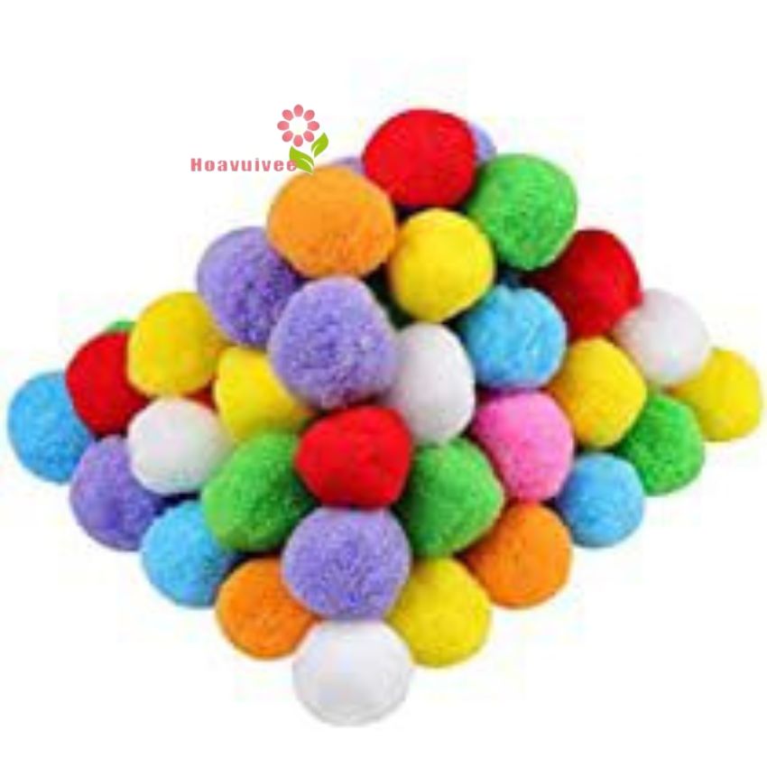 Pompom hạt bông màu-  pompom thiết bị mầm non - Hoavuivee