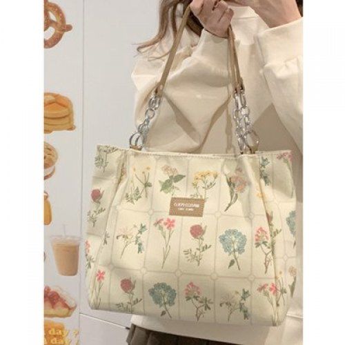 XingXiangYuan【Free Shipping Miễn phí vận chuyển】กระเป๋าผู้หญิง 2022 ใหม่ผ้าใบความจุขนาดใหญ่การพิมพ์ที่สวยงามทุกสิ่งดอกไม้พกพาพร็อพกระเป๋าสะพายไหล่