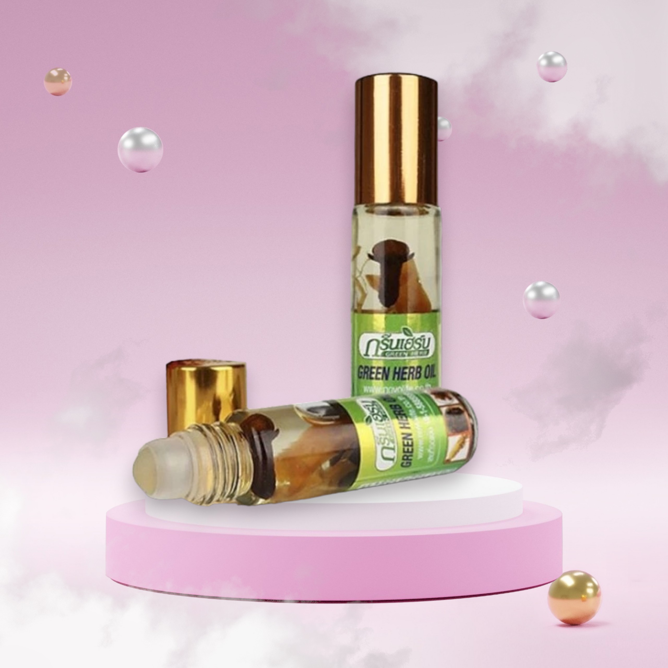 Dầu gió lăn SÂM thảo dược Green Herb Oil Thái Lan 8g