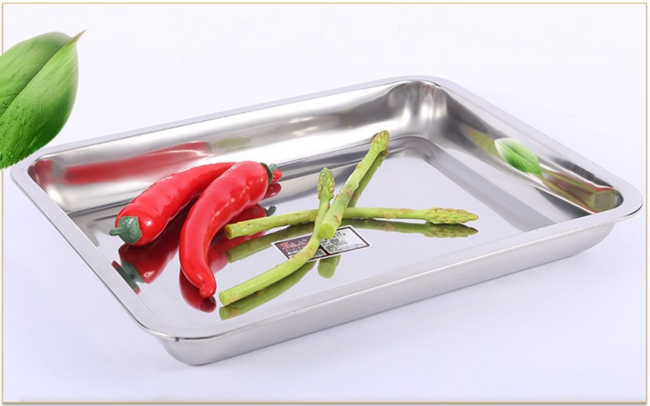 Khay inox đựng thức ăn 20x30