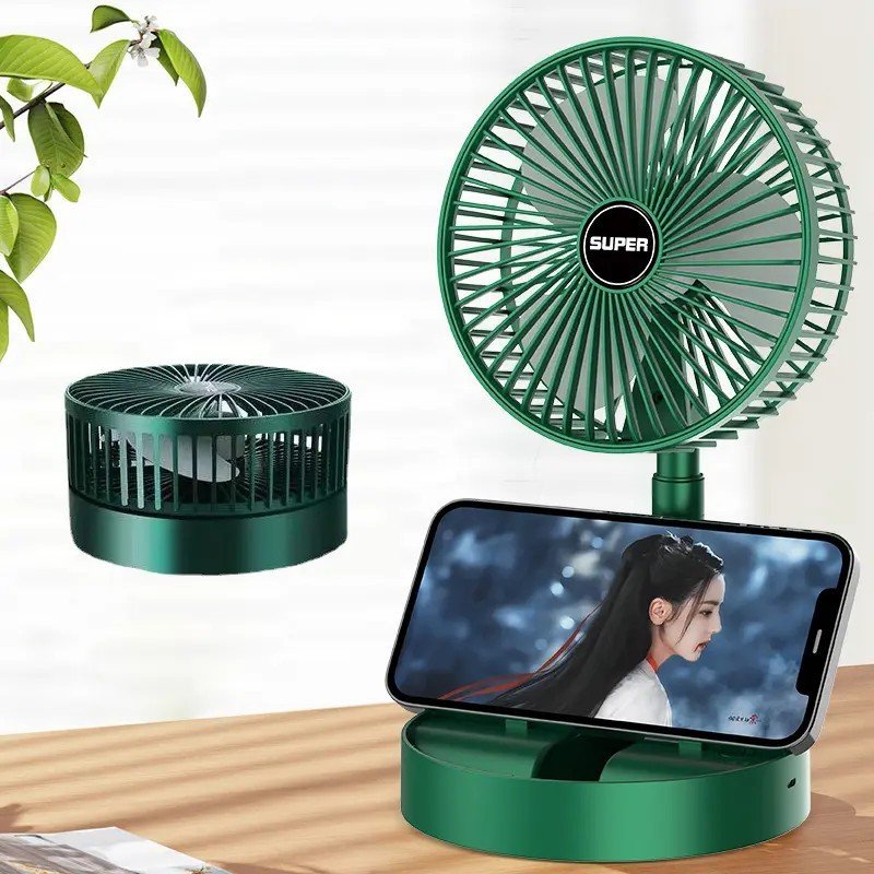 Quạt Tích Điện Gấp Gọn - Quạt Mini Fan Để Bàn Xoay 180 Độ, 3 Tốc Độ Gió Siêu Mát, Cổng Sạc USB, Thiết Kế Nhỏ Gọn Dễ Dàng Mang Theo - Bảo Hành 1 Đổi 1