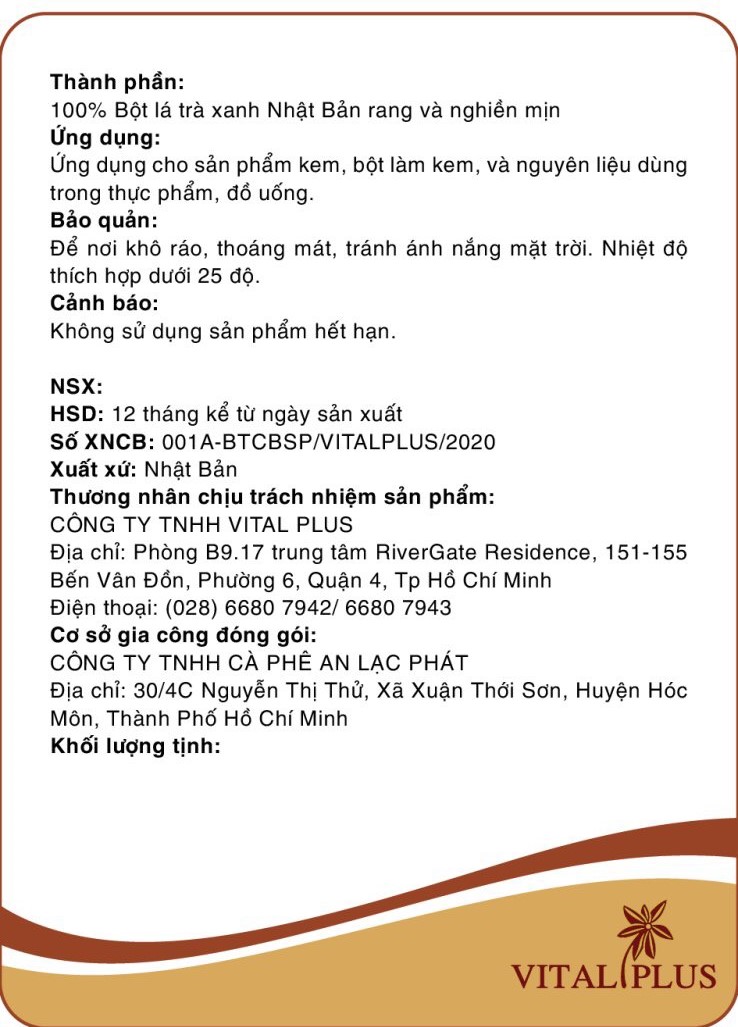 (0.5 KG) Hojicha - Bột Trà Rang Nhật Bản - Bột Trà Rang Vital Plus - Anise SHop