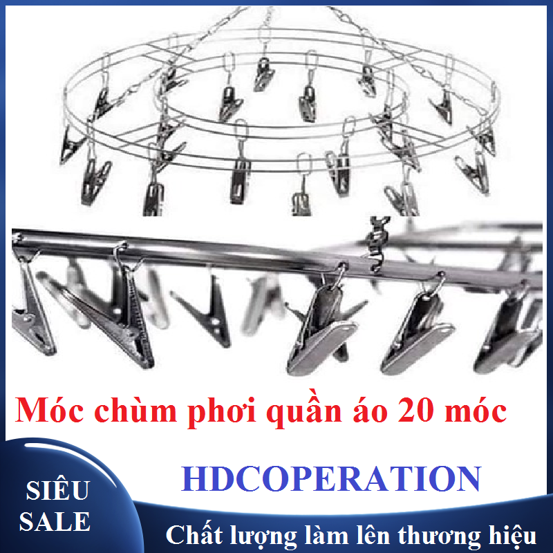Móc chùm inox 20 kẹp