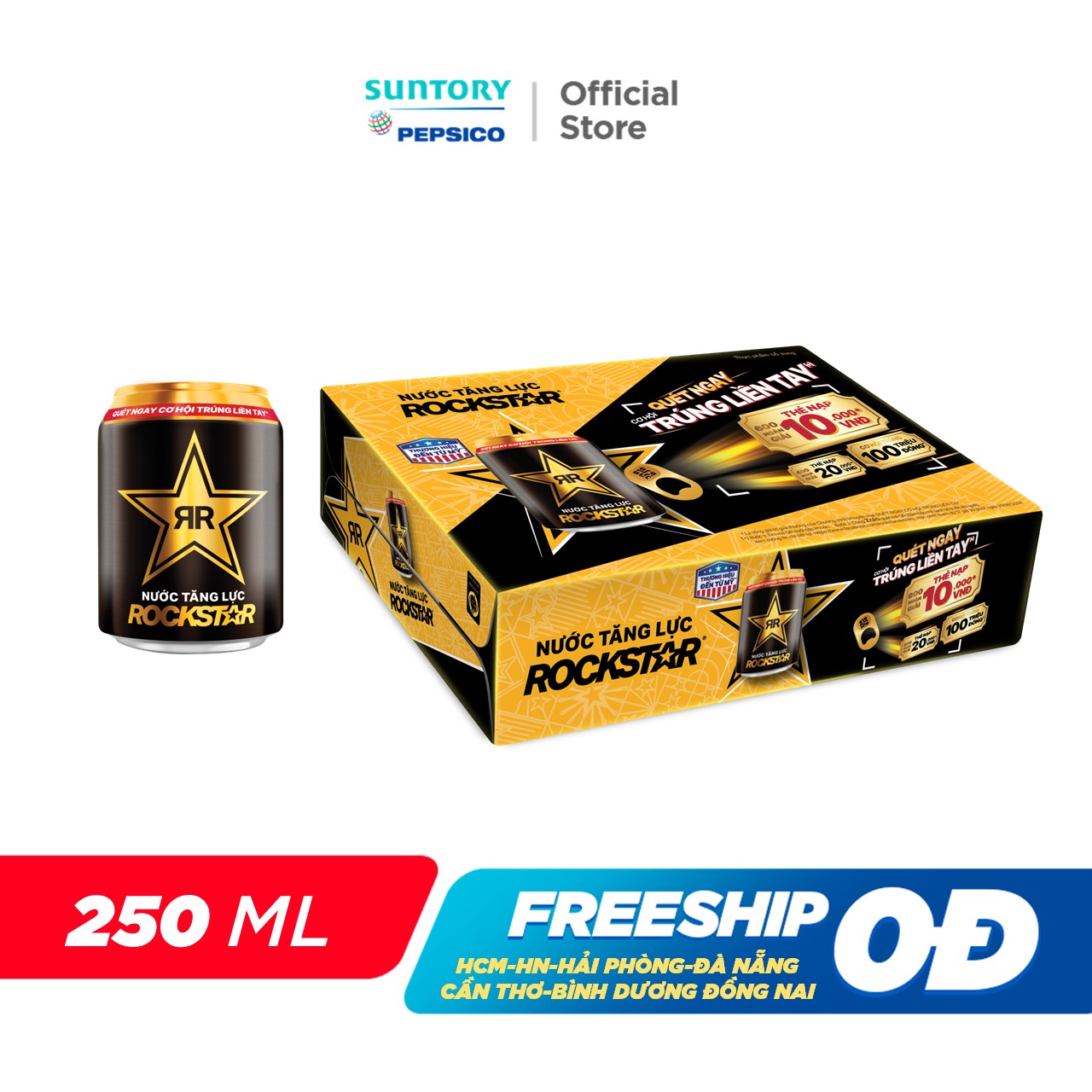 [SALE 6.6] Thùng 24 Lon Nước Tăng Lực Rockstar (250ml/lon)
