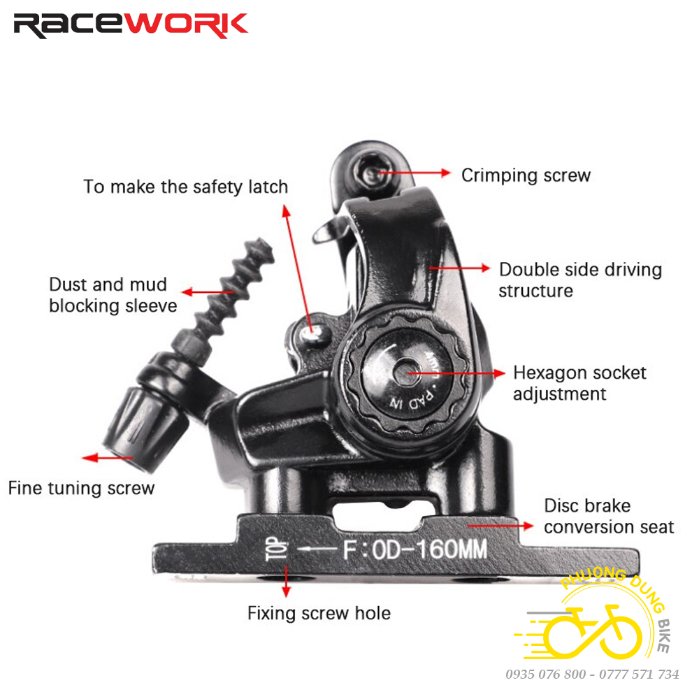 Bộ Cụm phanh thắng đĩa cho xe đạp Road RACEWORK