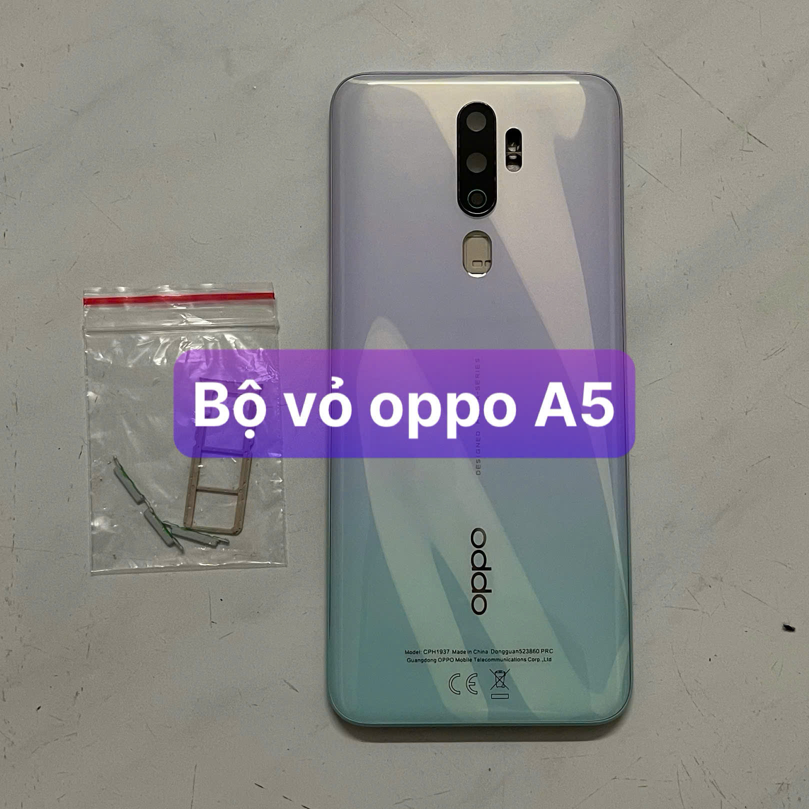 bộ vỏ xương oppo A5 2020 ,kèm khay sim,phím,kính camera