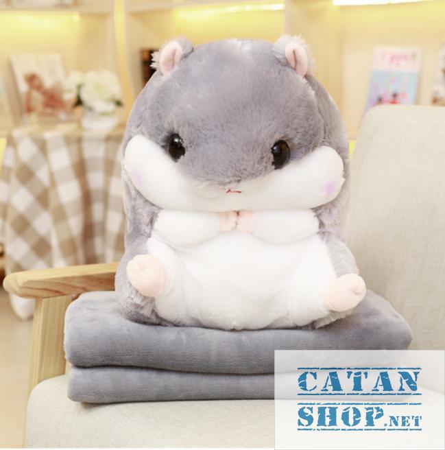 Cute Hamster Pillow Blanket Car Pillow Quilt Dual-use Cushion Large Queen Air Conditioned Cushion Coral Fleece