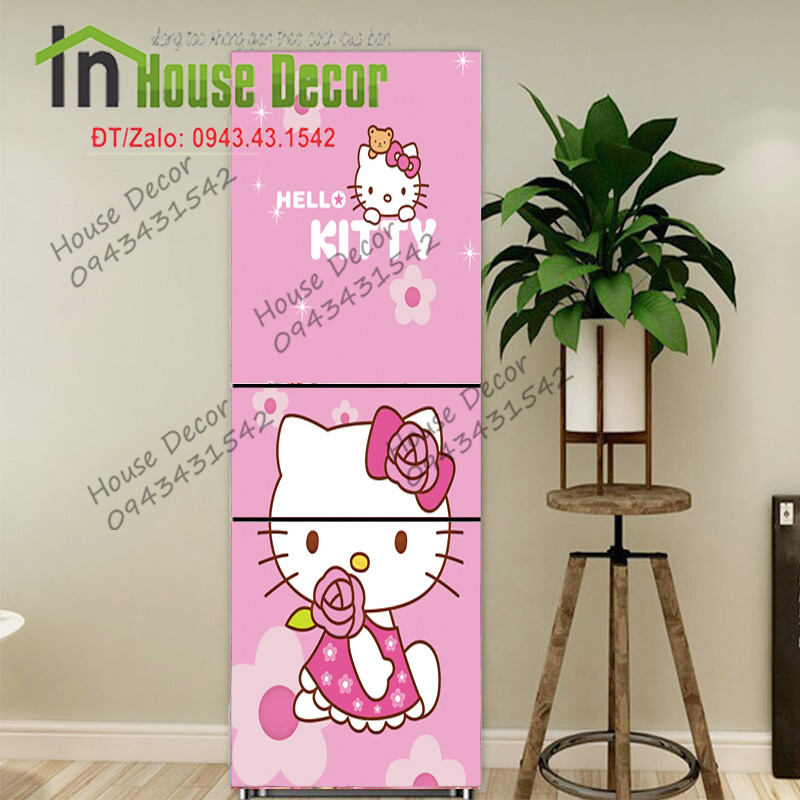 Decal Dán Trang Trí Tủ Lạnh Hello kitty