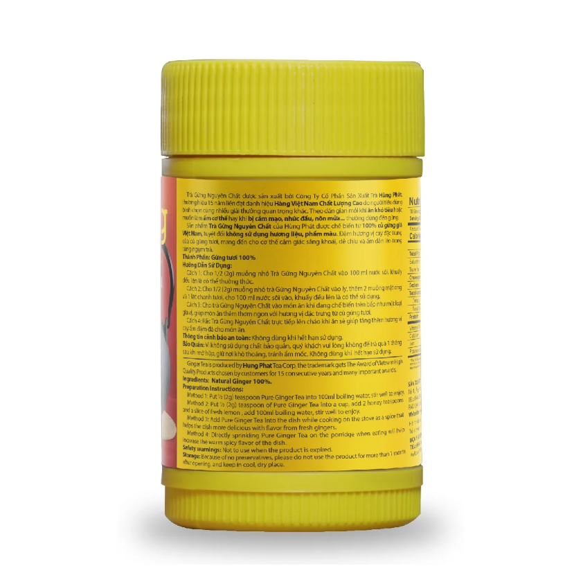 Trà Gừng Nguyên Chất (Hũ Dạng Bột 100g) - Trà Hùng Phát