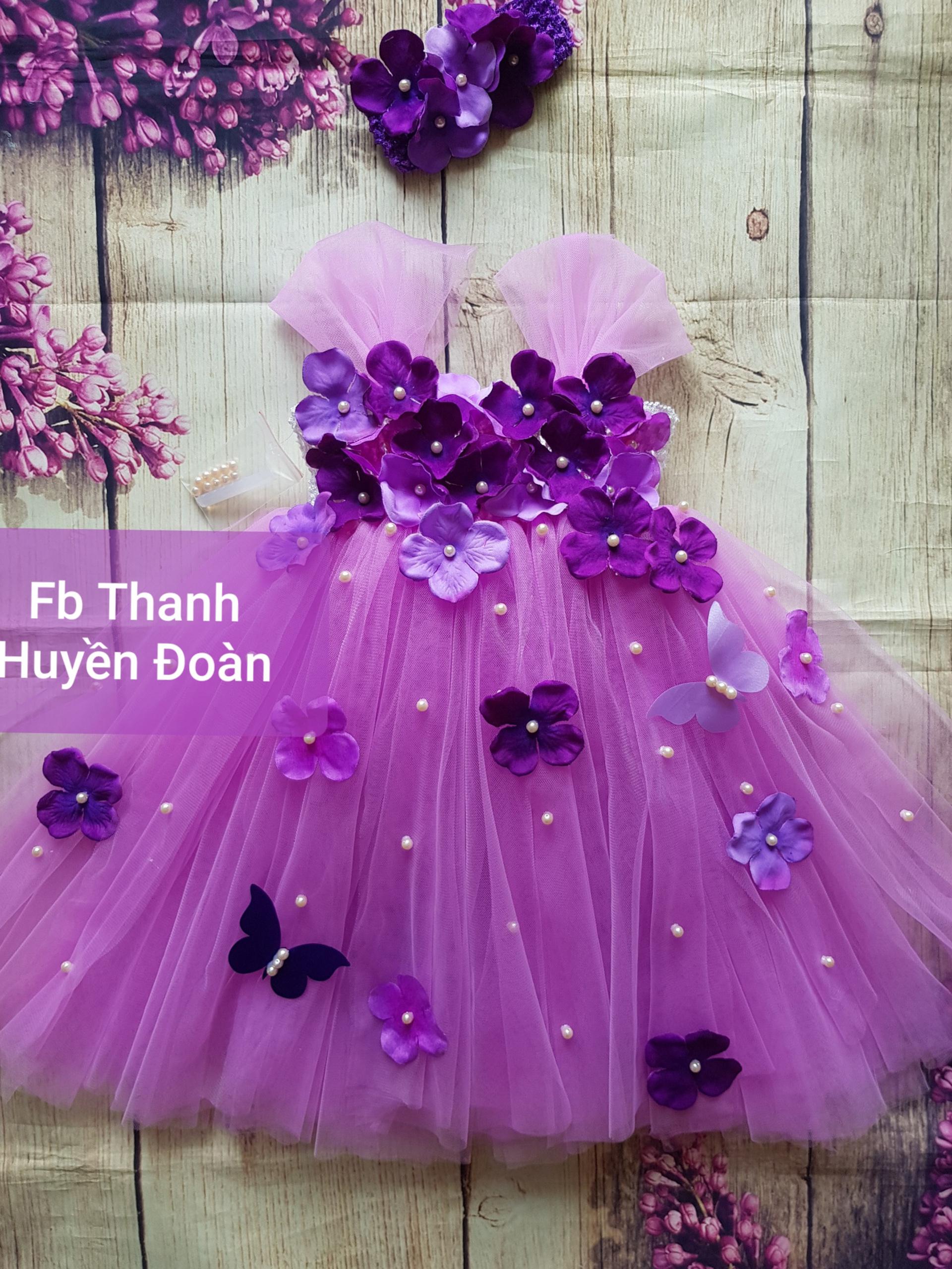Váy Tutu công chúa Màu Tím nhạt cẩm tú cầu