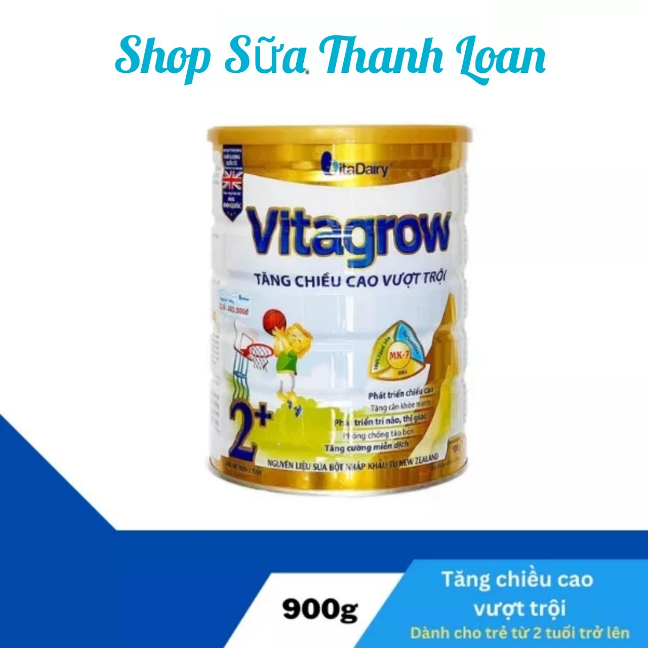 (HSD T10-2027) (Có Tích Xu) Sữa Bột VitaDairy Giúp Tăng Chiều Cao VitaGrow 3+ 900g.