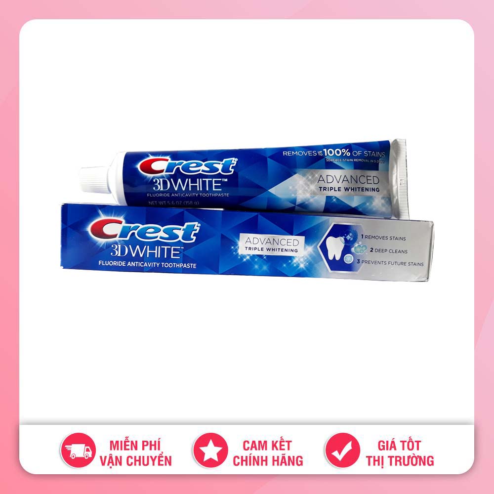 (Date 2026) KEM ĐÁNH RĂNG CREST 3D WHITE ADVANCED TRIPLE WHITENING MỸ 147G