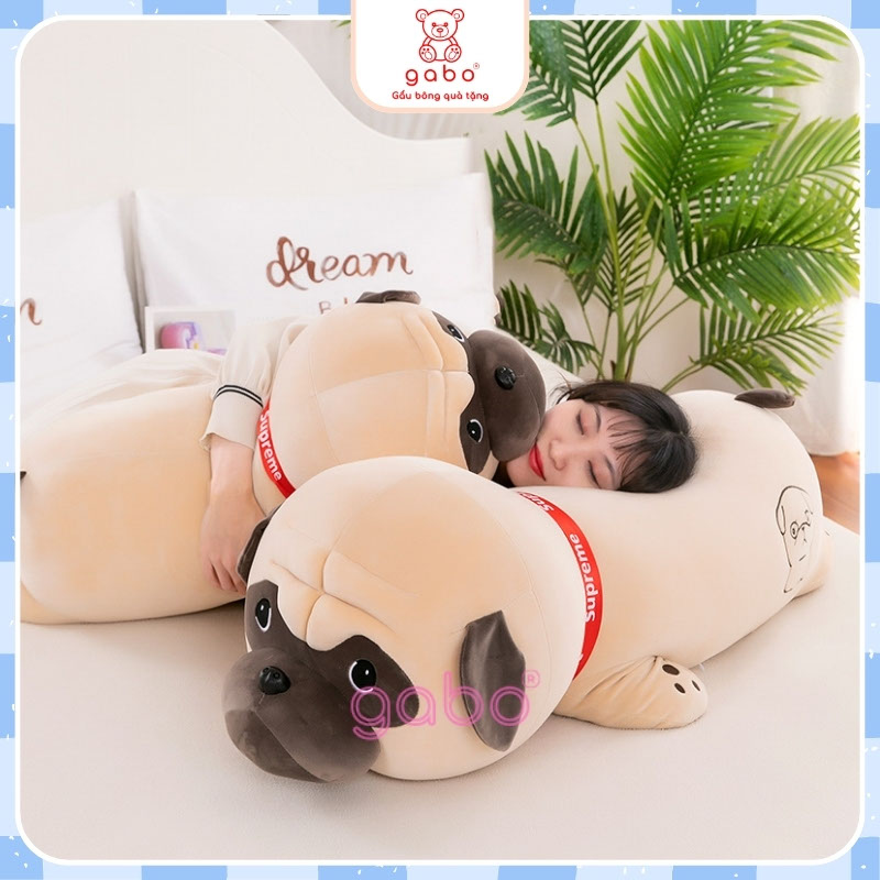 gấᴜ Bông Chó Pug Nằm, Gối ôm chó pulldog mặt nhăn siêu mềm