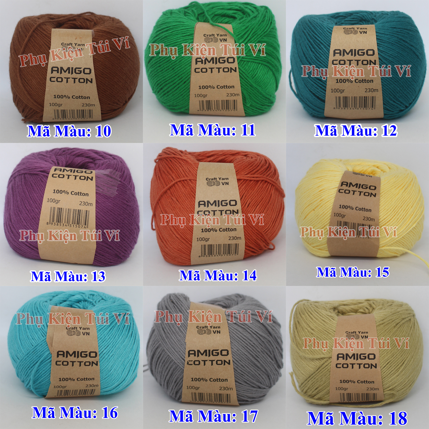 Sợi Amigo 100% Cotton 56k/c (Màu 1- 36)