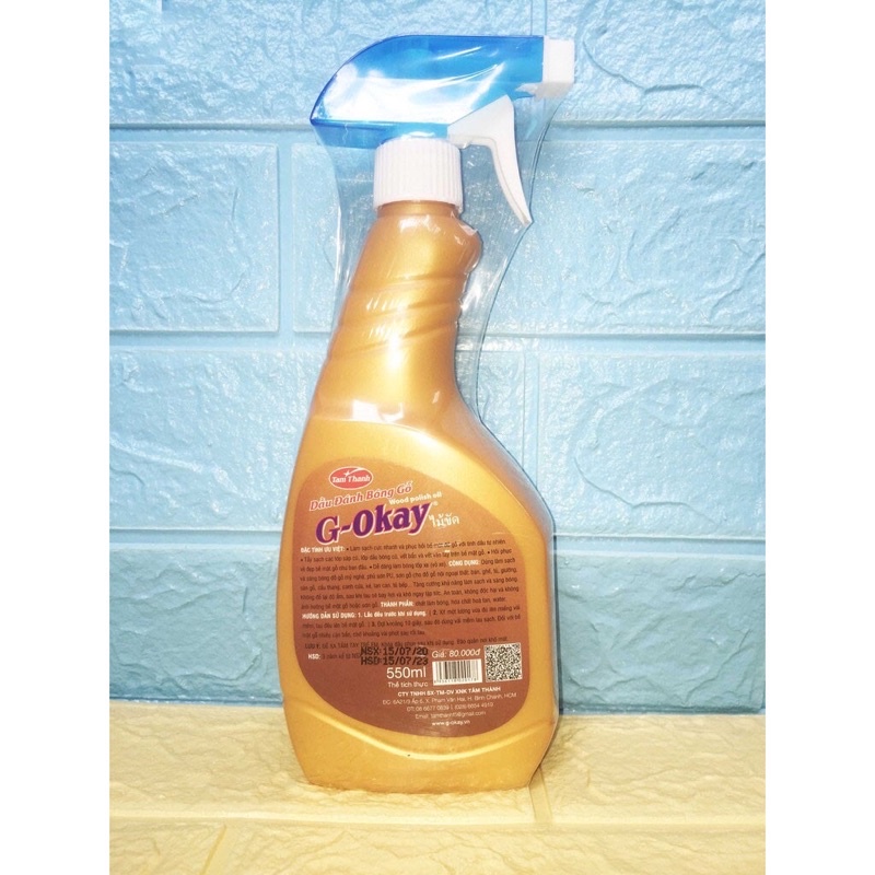 [Free Ship] - Dầu đánh bóng gỗ G-Okay 550ml làm sạch mới vật dụng bằng gỗ