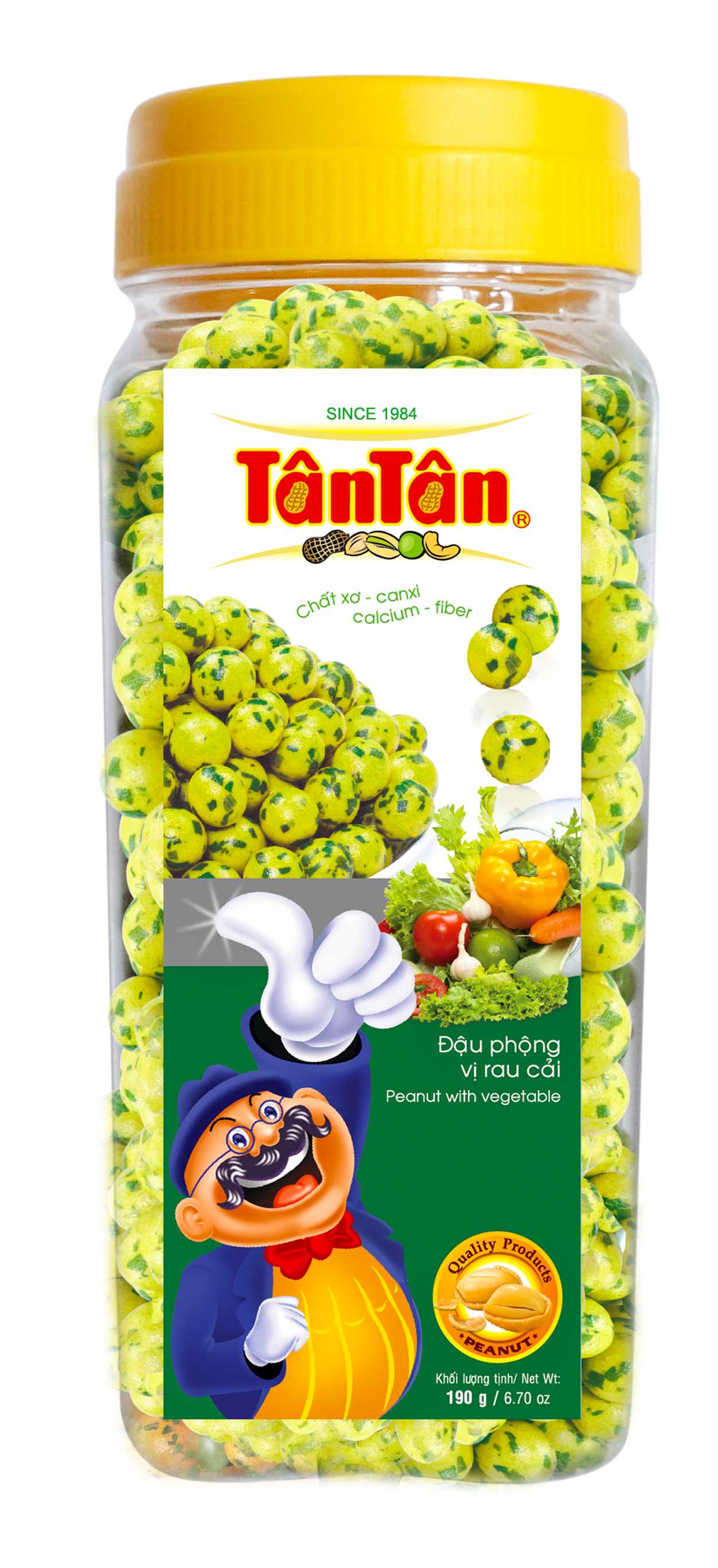 Đậu Phộng vị rau cải Tân Tân (190g/hũ)