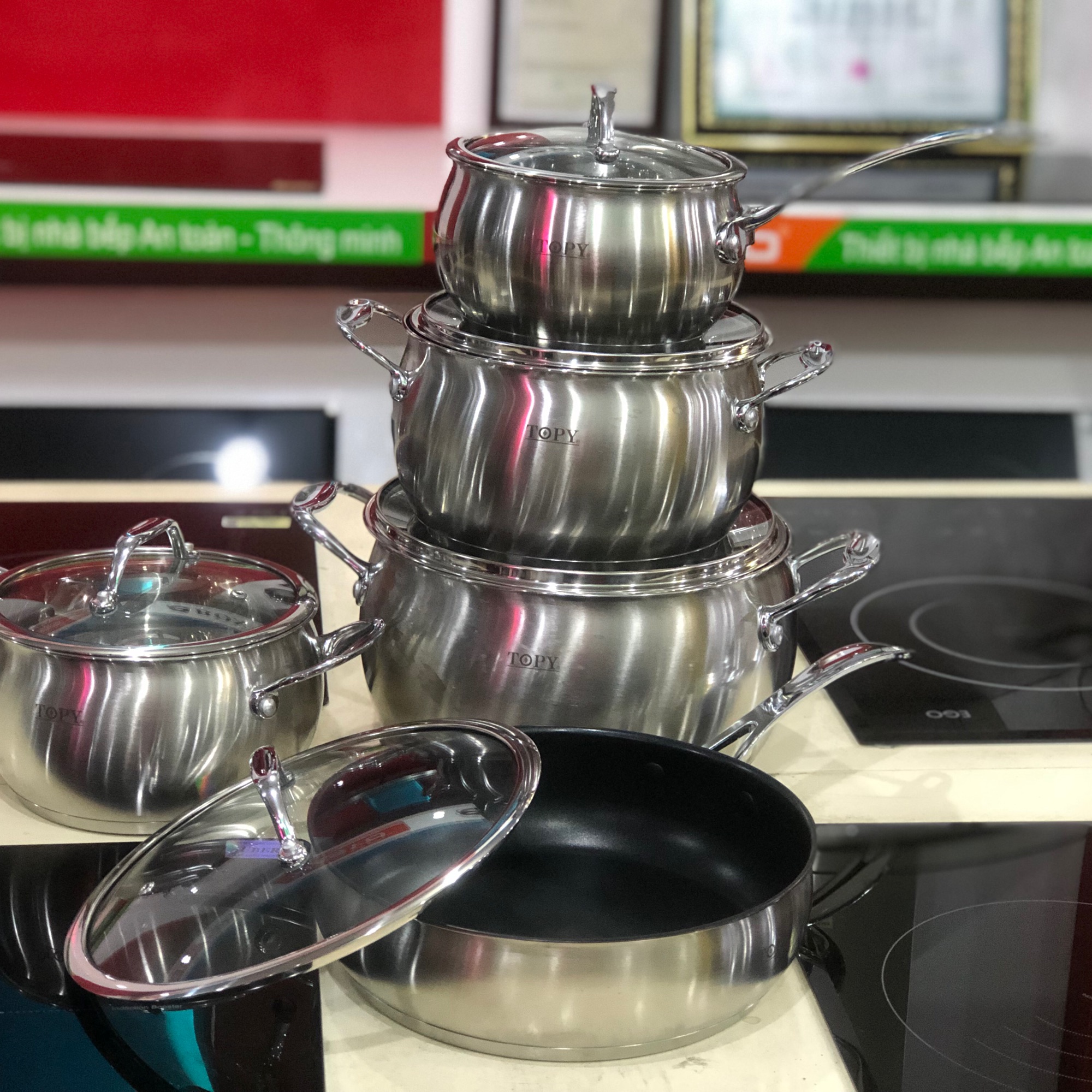 Bộ nồi inox Topy  5 món đây từ cao cấp