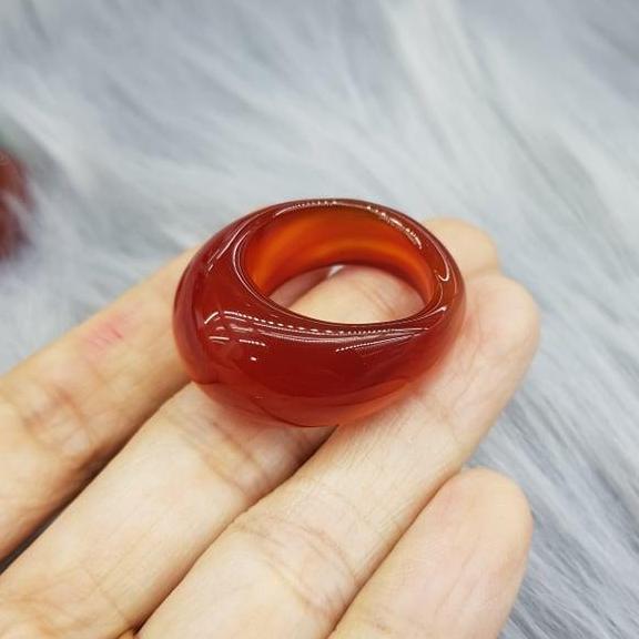 Nhẫn Nam Đá Mã Não Tự Nhiên Màu Đỏ