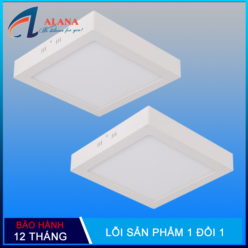 Bộ 2 đèn ốp trần , đèn nổi ốp trần 18w vuông ánh sáng trắng