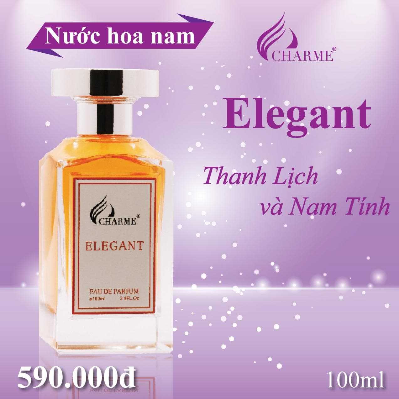 [HCM]Nước hoa nam Charmé Elegant - THANH LỊCH VÀ NAM TÍNH (100ML)