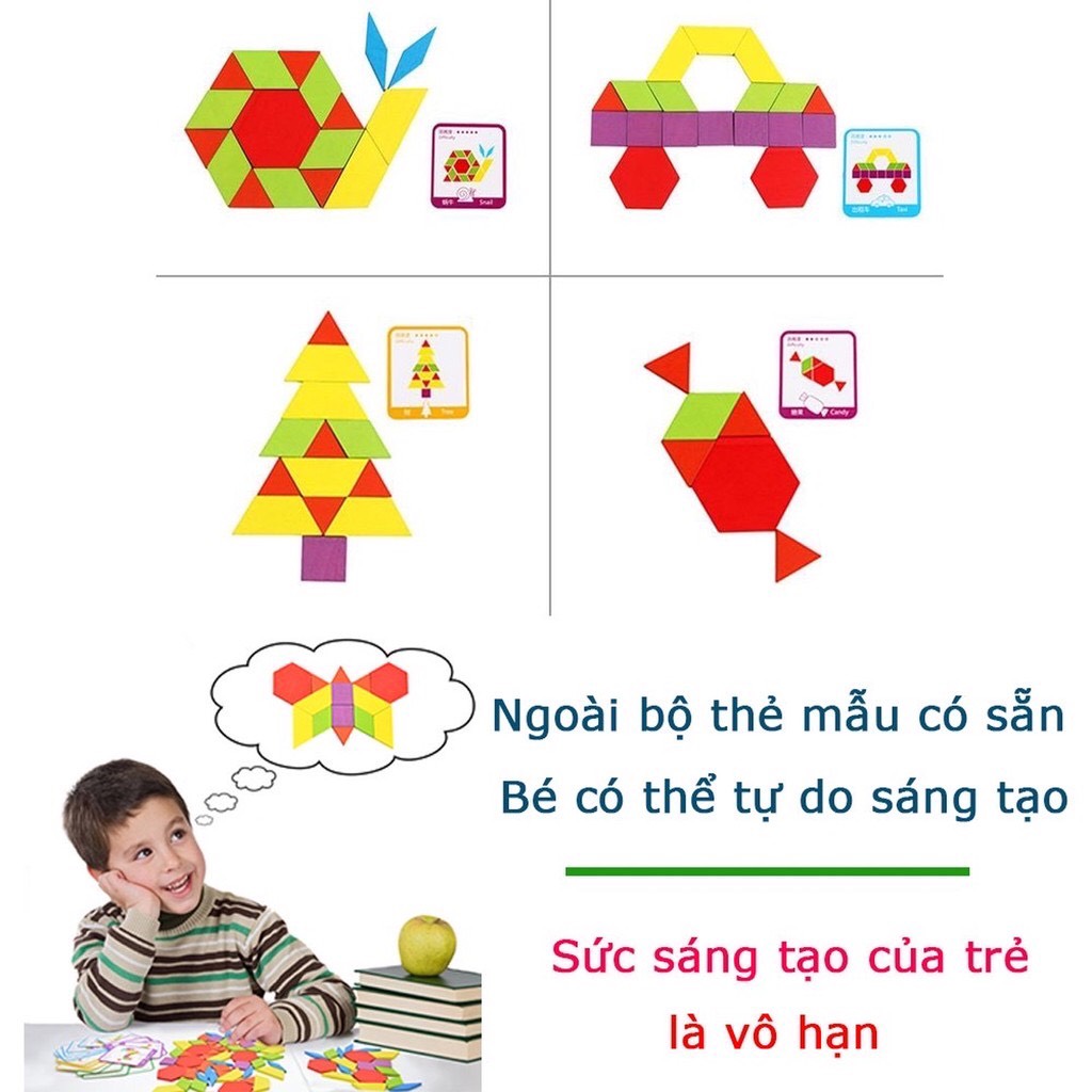 Bộ Ghép Hình Sáng Tạo Pattern Block 155 Chi Tiết