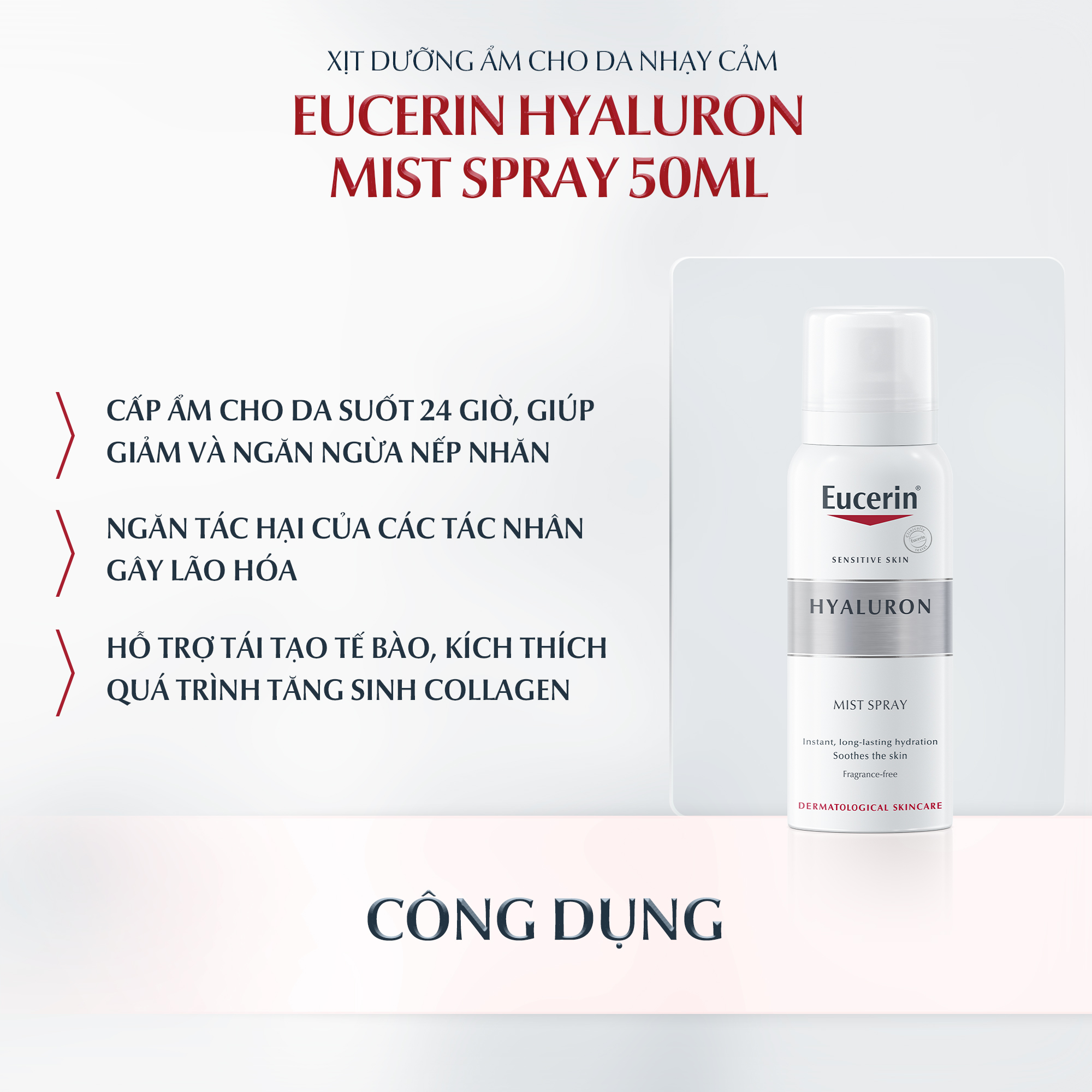 KaoKao | Xịt dưỡng ẩm cho da nhạy cảm Eucerin Hyaluron Mist Spray 50ml 66858