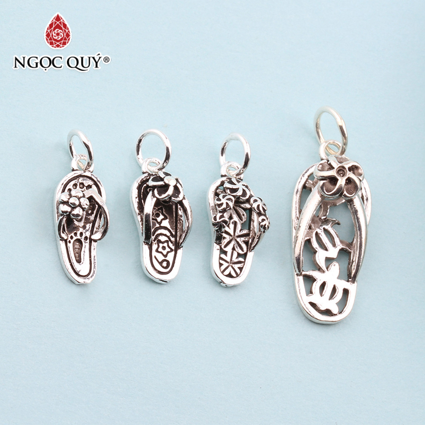 [HCM]Charm bạc hình chiếc dép treo - Ngọc Qúy Gemstones