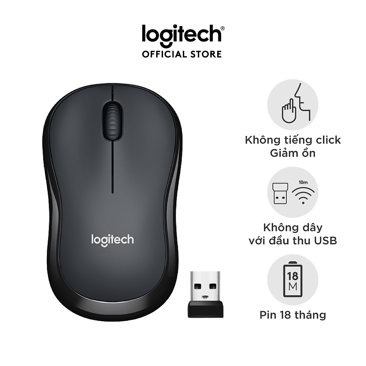 Chuột Không Dây Logitech M220 không tiếng ồn