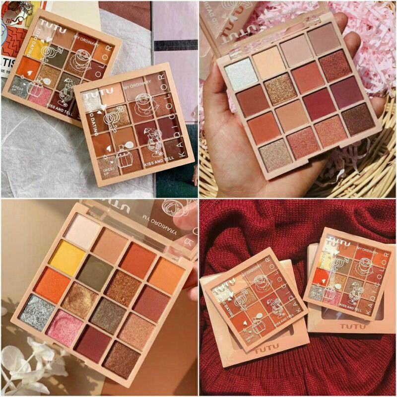 Màu mắt LAMELA EYE SHADOW 16 ô Thiết kế hộp vuông nắp trong có thể nhìn thấy màu phấn bên trong  16 ô tương đương 16 màu sắc lung linh, có lì có nhũ giúp bạn có thể thoải mái lựa chọn