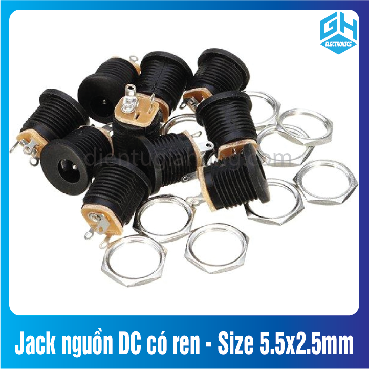Set jack nguồn dc có ren - size 5.5x2.5mm