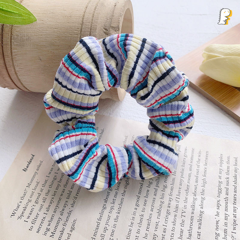 Scrunchies thun cột tóc vải len chun sọc
