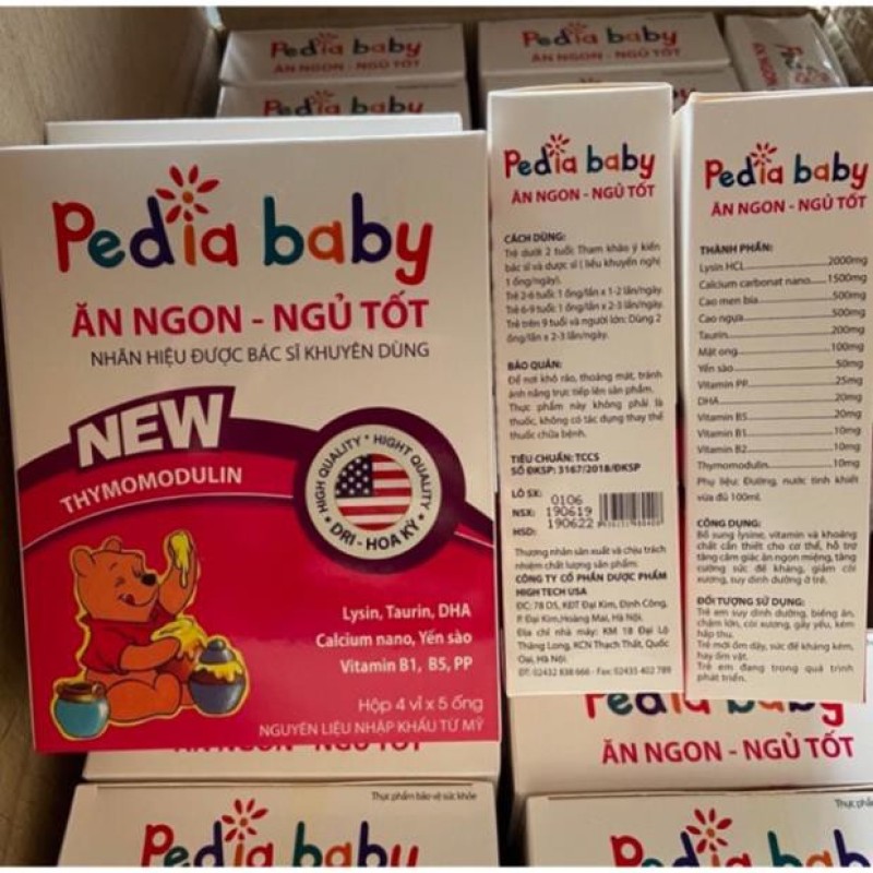 Pediababy bé ăn ngon ngủ tốt hộp 20 ống, sản phẩm có nguồn gốc xuất xứ rõ ràng, đảm bảo chất lượng, dễ dàng sử dụng