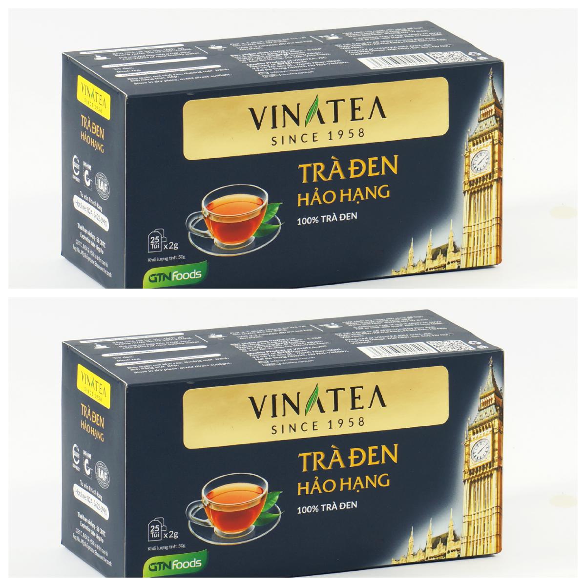 HCMCombo 02 hộp trà VINATEA Đen hảo hạng túi lọc 50 g 25 x 2 g