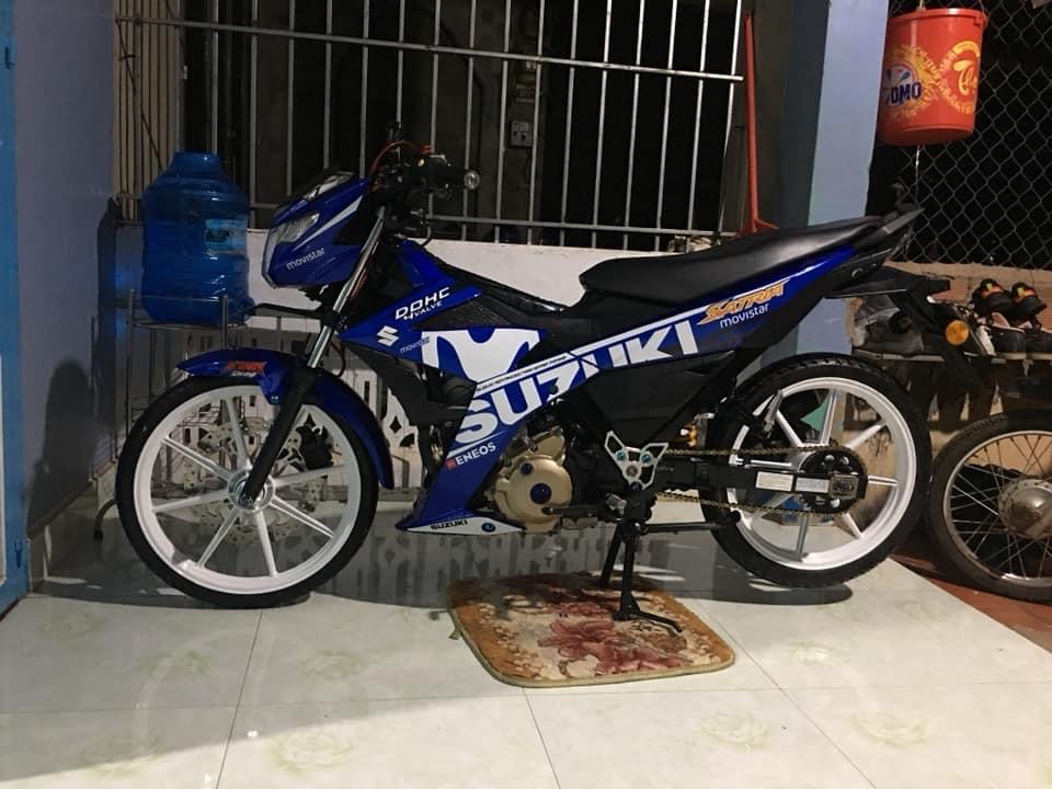 Tem rời satria fi movistar dán xe xanh chữ vàng